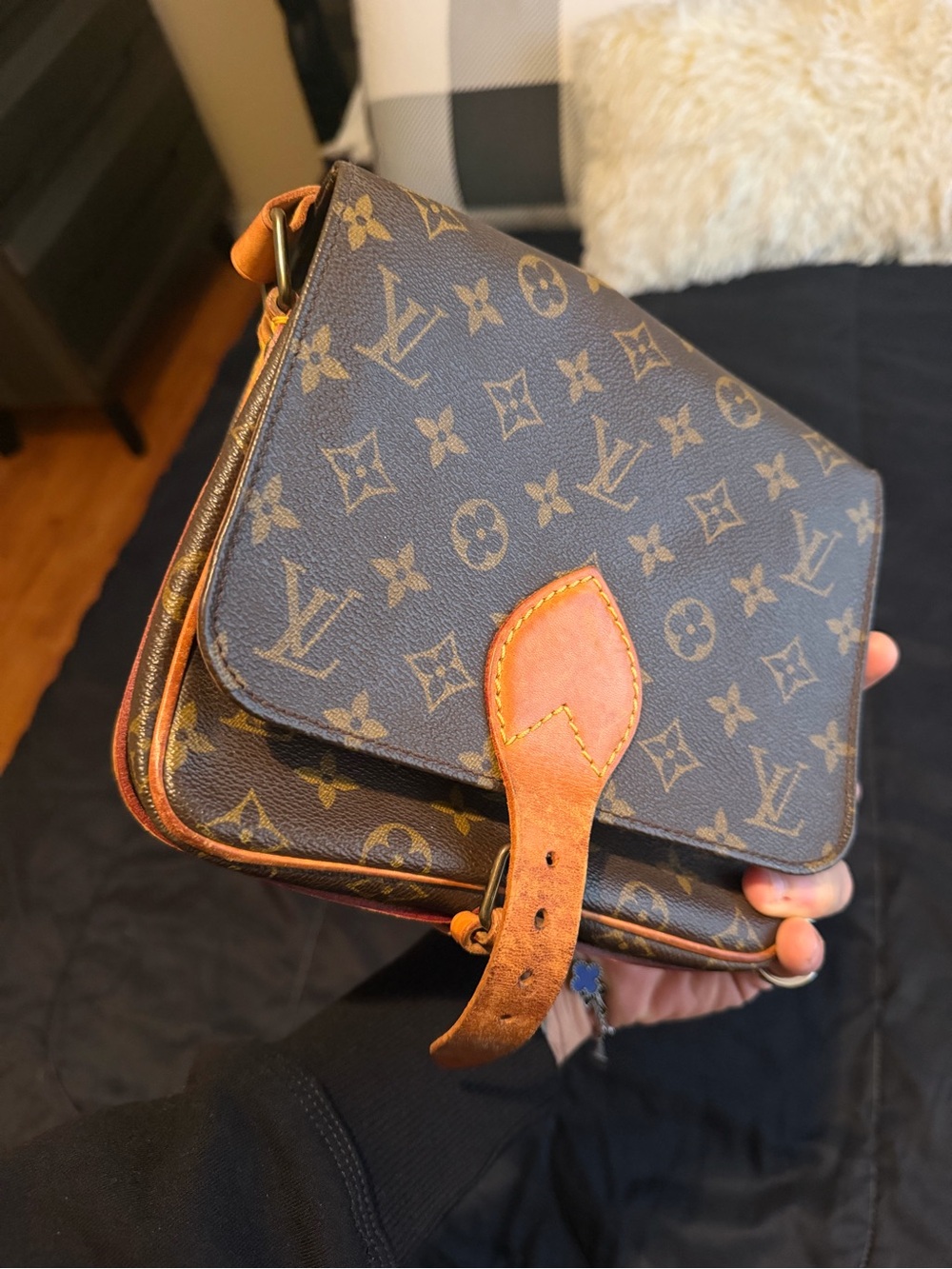 Louis Vuitton Monogram Crossbody Saddle Bag in Brown and Tan
